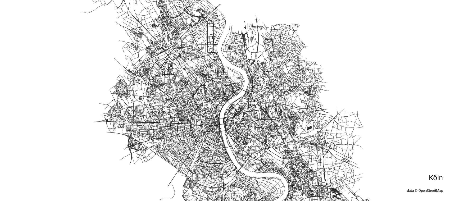 Strassennetzwerk von Köln mit city-roads