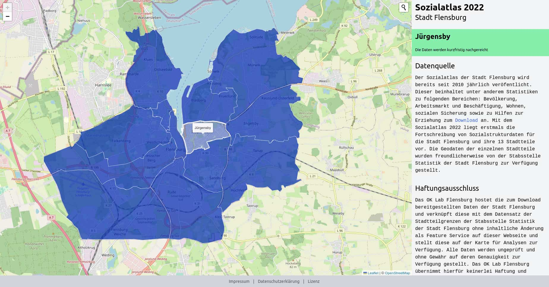 Screenshot Sozialatlas der Stadt Flensburg