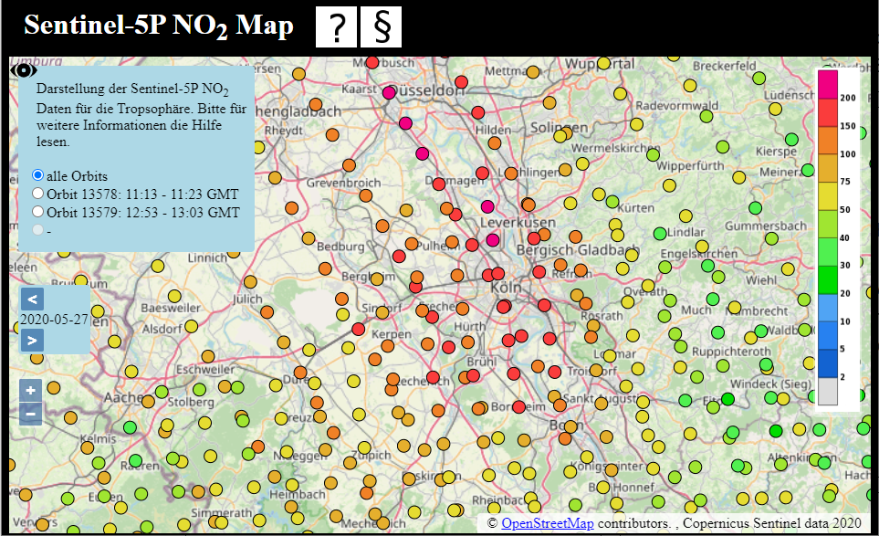 Screenshot Sentinel-5P NO2 Map